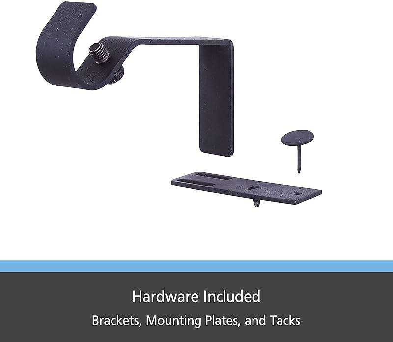 Kenney Fast Fit 5/8" No Measure Curtain Rod Brackets, Matte Black - Image 3