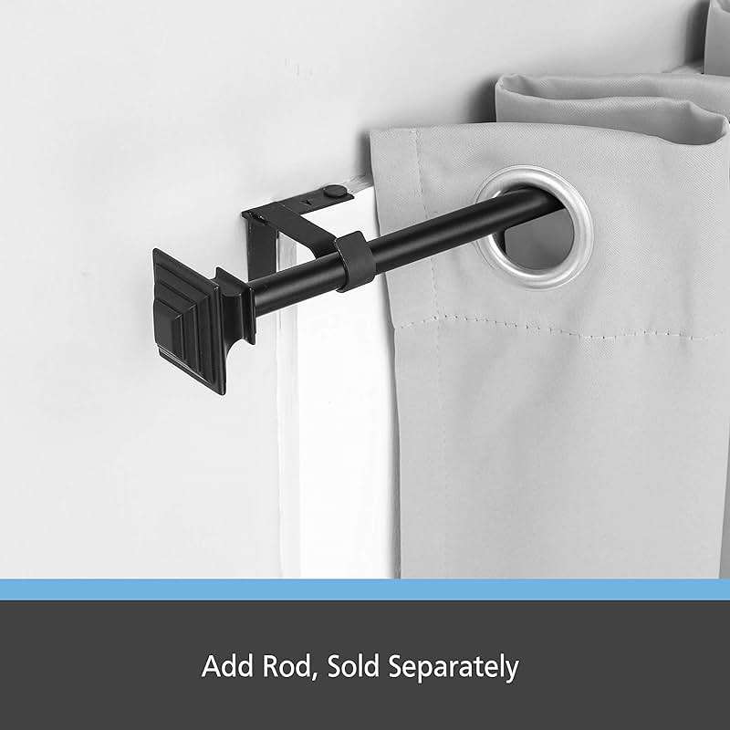 Kenney Fast Fit 5/8" No Measure Curtain Rod Brackets, Matte Black - Image 4