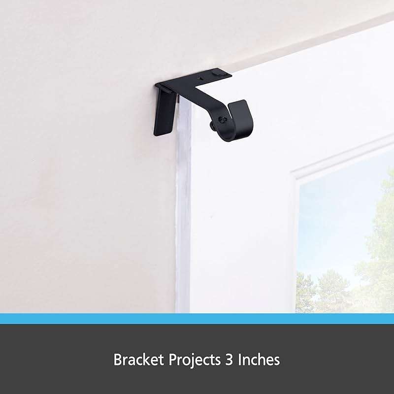 Kenney Fast Fit 5/8" No Measure Curtain Rod Brackets, Matte Black - Image 8
