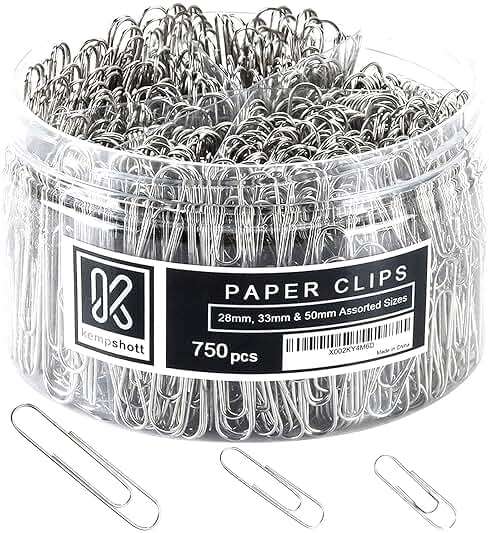 Kempshott 750 Paper Clips Assorted Sizes Small, Medium and Large Paper Clips for Paperwork Ideal for Home, School and Office Use (Assorted, Silver) - Image 1