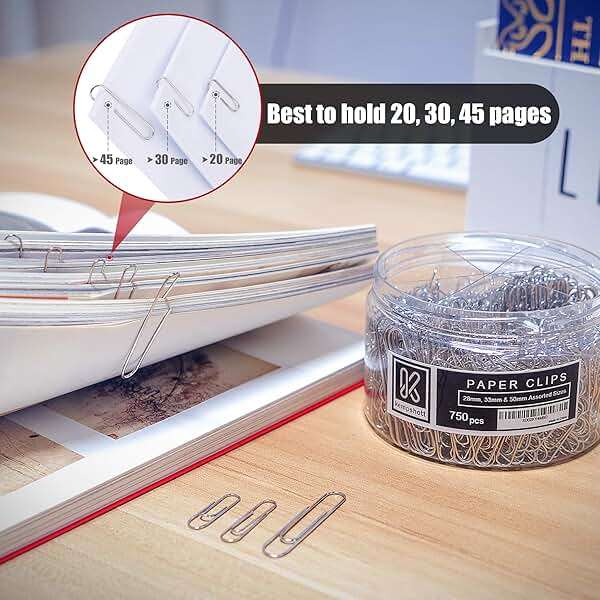 Kempshott 750 Paper Clips Assorted Sizes Small, Medium and Large Paper Clips for Paperwork Ideal for Home, School and Office Use (Assorted, Silver) - Image 4