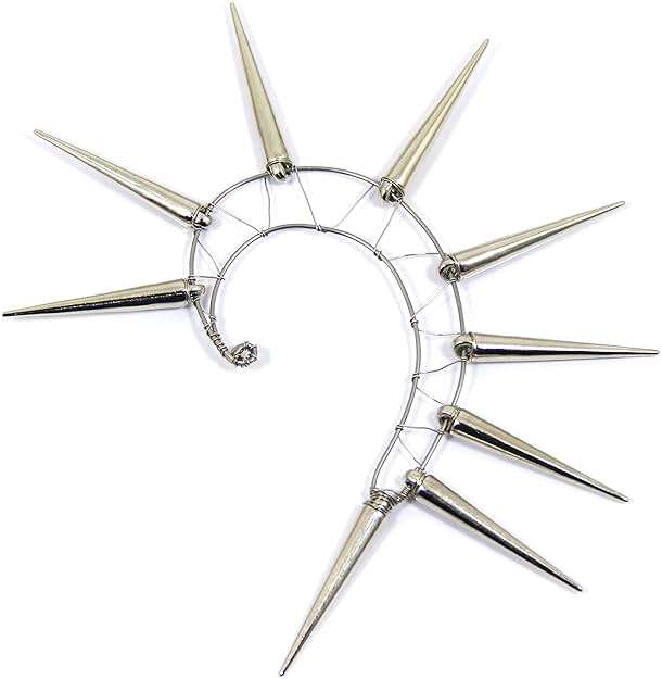 Spiked Ear Cuff Handmade Silver Large Punk Rock Ear Wrap Tribal Jewelry Big Statement Climber Modern Cyberpunk Urban Earrings No Piercing Men Goth Headdress - Image 2