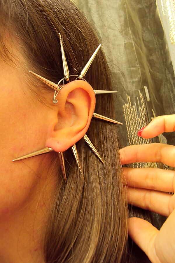 Spiked Ear Cuff Handmade Silver Large Punk Rock Ear Wrap Tribal Jewelry Big Statement Climber Modern Cyberpunk Urban Earrings No Piercing Men Goth Headdress - Image 3