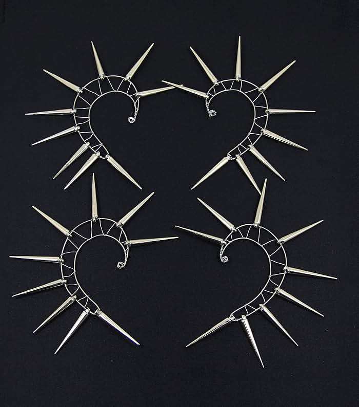 Spiked Ear Cuff Handmade Silver Large Punk Rock Ear Wrap Tribal Jewelry Big Statement Climber Modern Cyberpunk Urban Earrings No Piercing Men Goth Headdress - Image 6