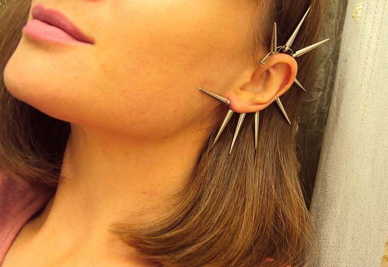 Spiked Ear Cuff Handmade Silver Large Punk Rock Ear Wrap Tribal Jewelry Big Statement Climber Modern Cyberpunk Urban Earrings No Piercing Men Goth Headdress - Image 8