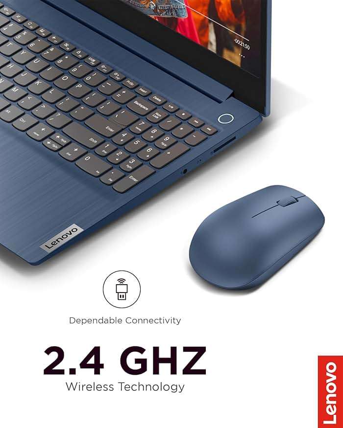 Lenovo 530 Wireless Mouse with Battery, 2.4GHz Nano USB, 1200 DPI Optical Sensor, Ergonomic for Left or Right Hand, Lightweight, GY50Z18986, Abyss Blue - Image 2
