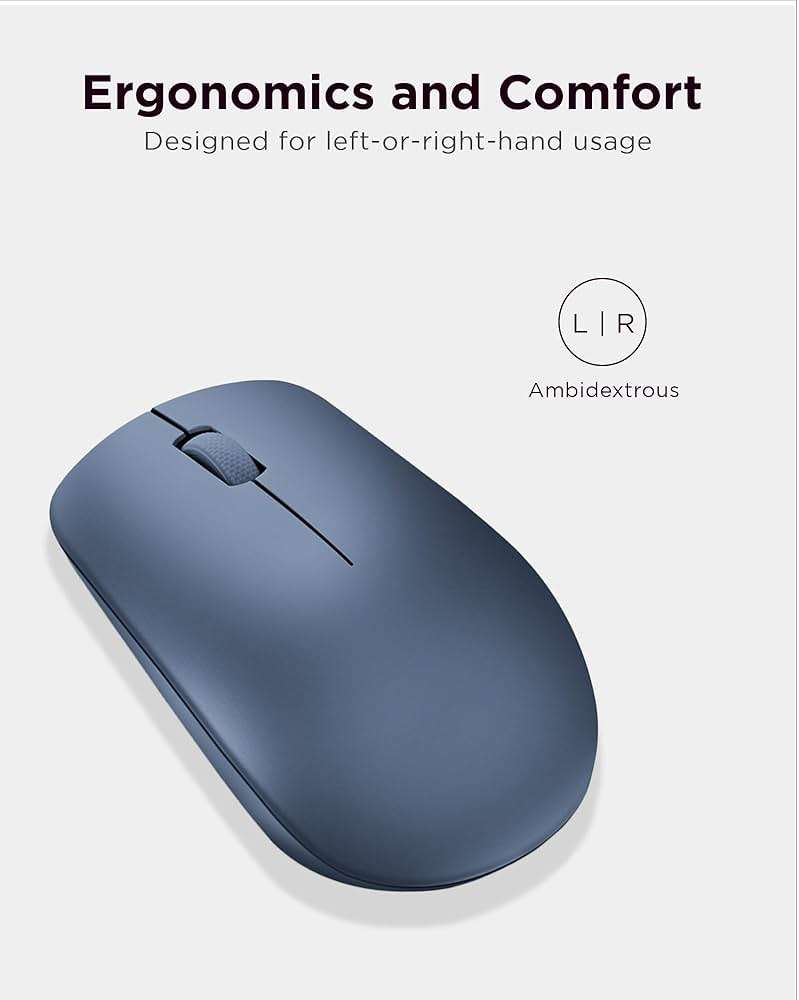 Lenovo 530 Wireless Mouse with Battery, 2.4GHz Nano USB, 1200 DPI Optical Sensor, Ergonomic for Left or Right Hand, Lightweight, GY50Z18986, Abyss Blue - Image 4