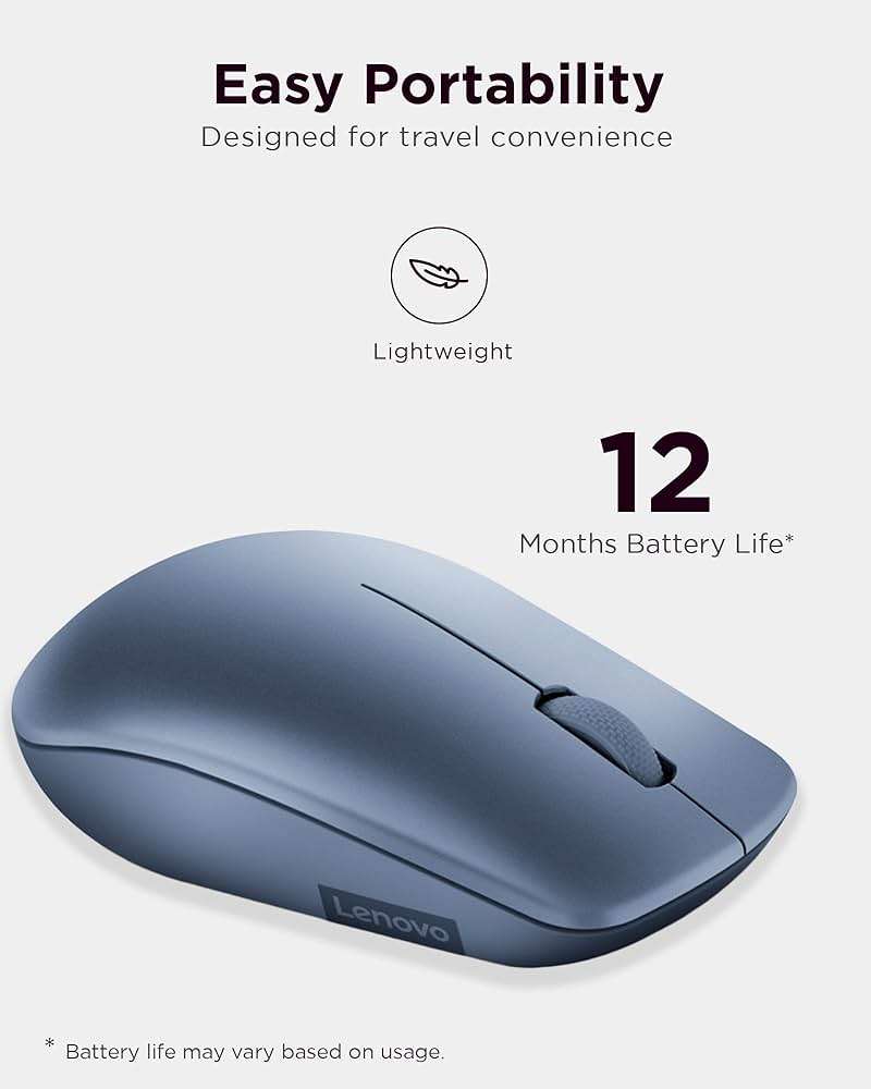Lenovo 530 Wireless Mouse with Battery, 2.4GHz Nano USB, 1200 DPI Optical Sensor, Ergonomic for Left or Right Hand, Lightweight, GY50Z18986, Abyss Blue - Image 5