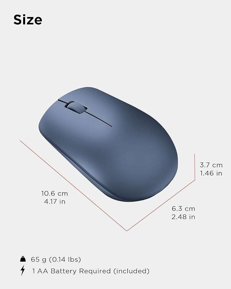 Lenovo 530 Wireless Mouse with Battery, 2.4GHz Nano USB, 1200 DPI Optical Sensor, Ergonomic for Left or Right Hand, Lightweight, GY50Z18986, Abyss Blue - Image 7