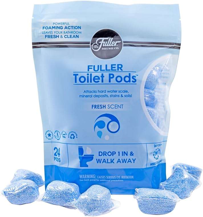 Fuller Brush Toilet Bowl Cleaner Pods - Water Soluble Tablet Cleansers, Cleans Descales & Refreshes Bathroom Toilets Removes Odors Soils & Stains Light Fresh Scent Ideal for Homes & Businesses 1-Pack - Image 1