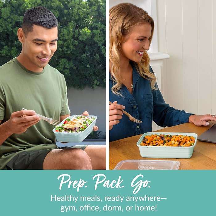 Bentgo Prep - 20-Piece 1-Compartment Reusable Meal Prep Containers with Lids, PFAS & BPA Free Materials, Durable, Microwave, Freezer, & Dishwasher Safe To Go Food Storage (Mint) - Image 4