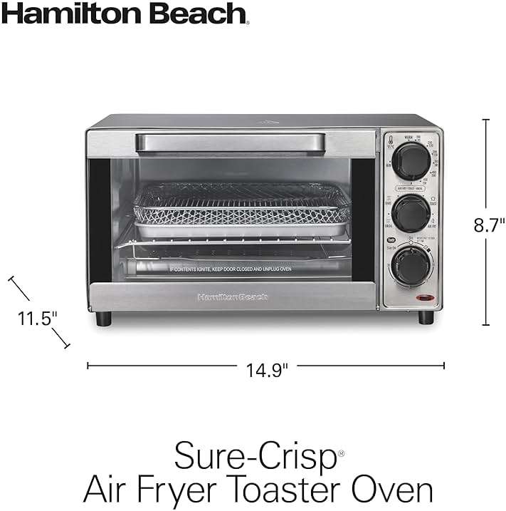 Hamilton Beach Sure-Crisp Air Fryer Toaster Oven Combo, Fits 9” Pizza, 4 Slice Capacity, Powerful Circulation, Auto Shutoff, Stainless Steel (31403) - Image 2