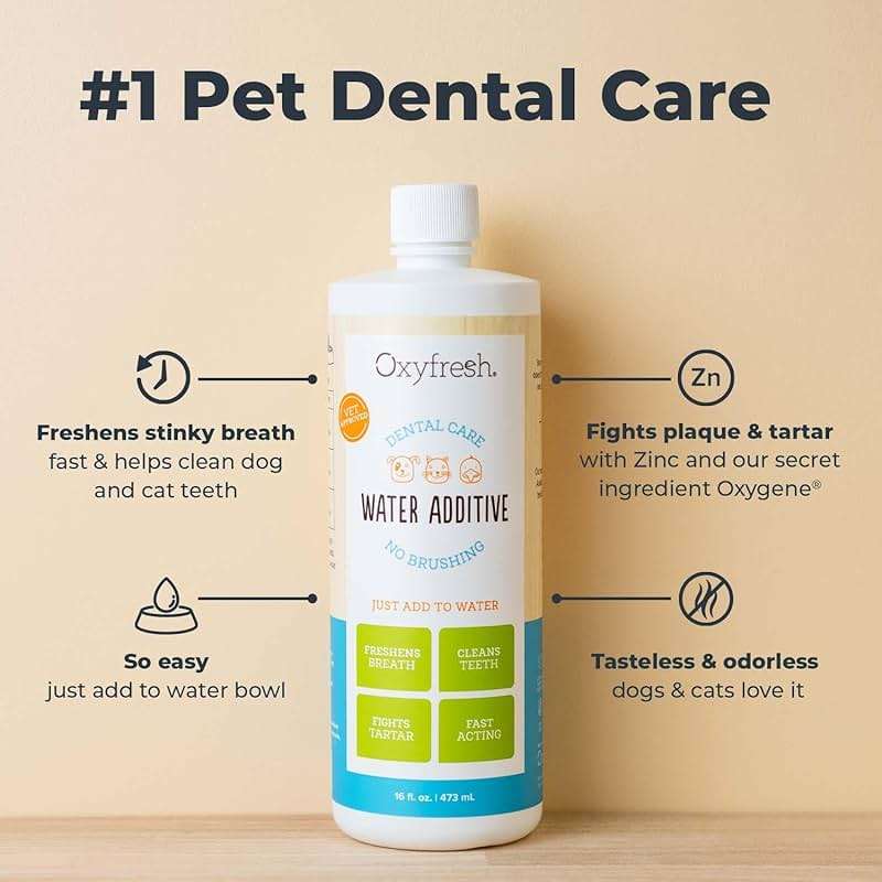 Oxyfresh Premium Pet Dental Care Solution Pet Water Additive: Best Way to Eliminate Bad Dog Breath and Cat Bad Breath - Fights Tartar & Plaque - So Easy, Just Add to Water! Vet Recommended 16 oz. - Image 2