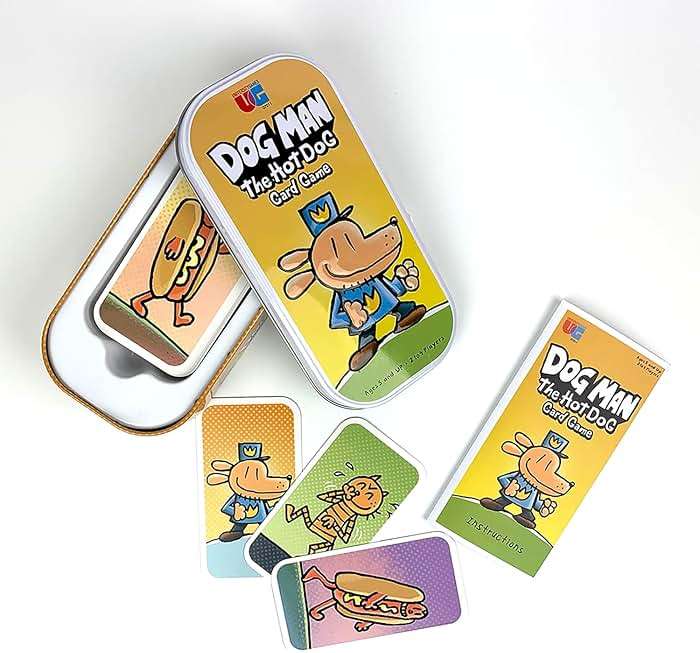University Games Dog Man Hot Dog Card Game in a Tin , The Fast and Frenzied Collection Game for Kids Featuring Art from the Dog Man Books by Dav Pilkey, for Players Ages 6 and Up - Image 3