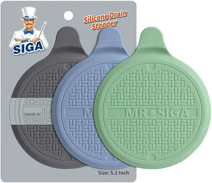 MR.SIGA Silicone Bathtub Stopper, Drain Stopper for Shower, Sink, 5.1" Diameter, 3 Pack - Image 1