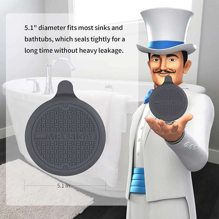 MR.SIGA Silicone Bathtub Stopper, Drain Stopper for Shower, Sink, 5.1" Diameter, 3 Pack - Image 3