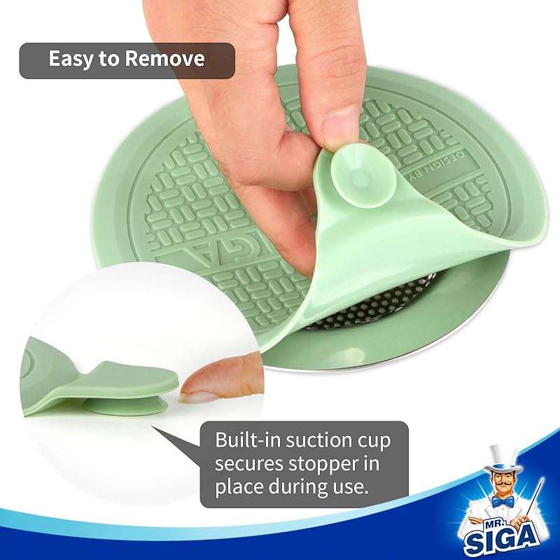 MR.SIGA Silicone Bathtub Stopper, Drain Stopper for Shower, Sink, 5.1" Diameter, 3 Pack - Image 4