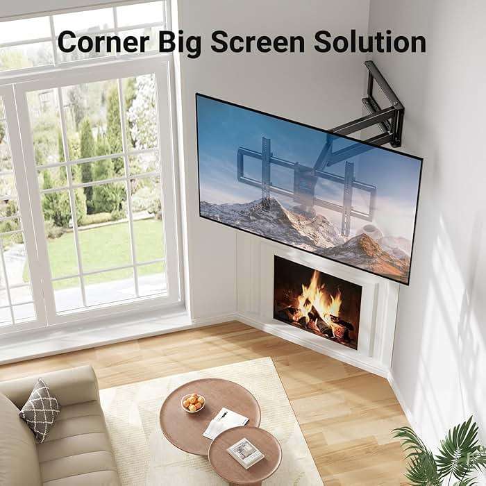 PERLESMITH Long Arm TV Wall Mount Full Motion for 37-75 inch TVs, Corner TV Mount Bracket with 27.36-inch Articulating Long Extension Arm, Swivel&Tilt, Max VESA 600x400mm up to 110lbs, 16" Wood Stud - Image 5
