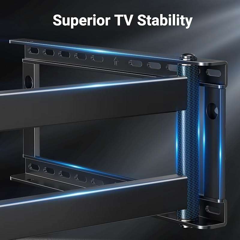PERLESMITH Long Arm TV Wall Mount Full Motion for 37-75 inch TVs, Corner TV Mount Bracket with 27.36-inch Articulating Long Extension Arm, Swivel&Tilt, Max VESA 600x400mm up to 110lbs, 16" Wood Stud - Image 6
