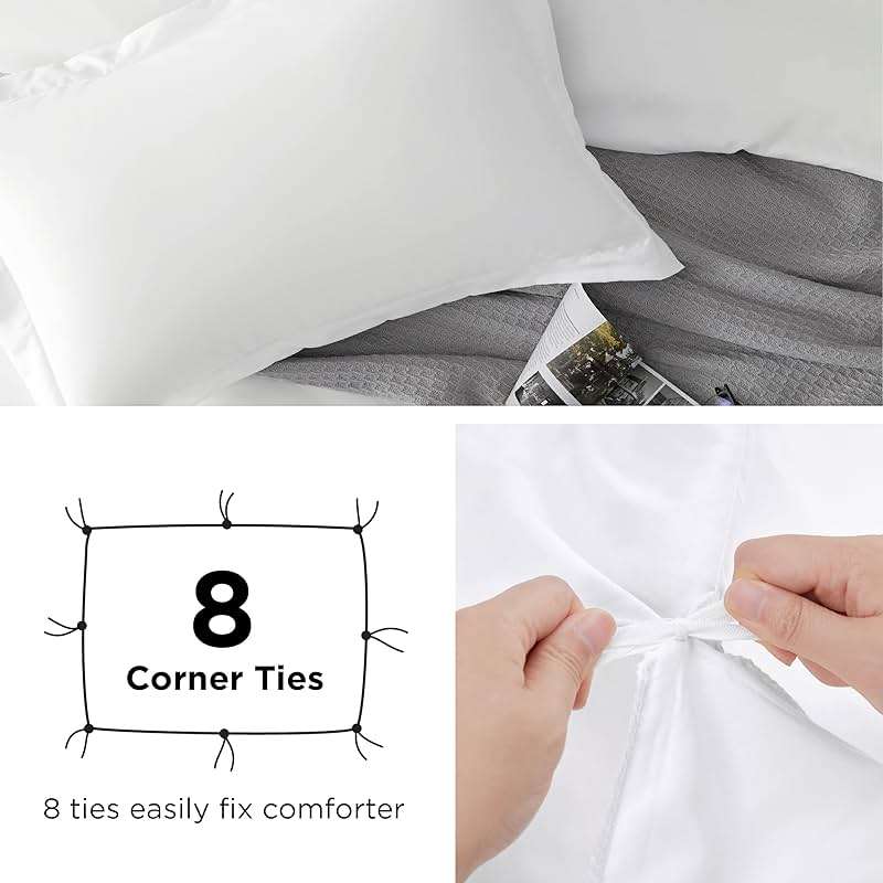 Bedsure White Duvet Cover Queen Size - Soft Double Brushed Bedding Set for Kids & Adults, Zipper Closure, 3 Pieces, Includes 1 Duvet Cover (90"x90") & 2 Pillow Shams, NO Comforter - Image 7