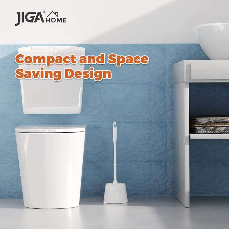 JIGA 3 Pack Toilet Brush and Holder Set, Toilet Bowl Brush with Caddy Bathroom Stiff Bristles Toilet Scrub Brush, White - Image 8