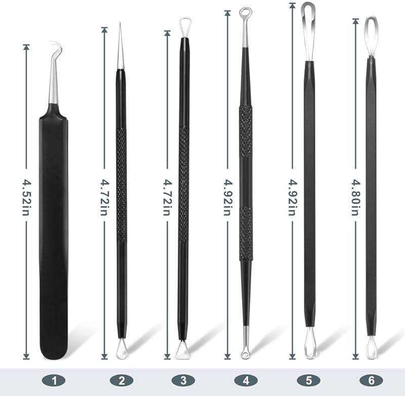 Blackhead Remover Pimple Popper Tool Kit - (6 Piece Kit) - Professional Stainless Pimples Comedone Extractor Removal Tool - Image 3