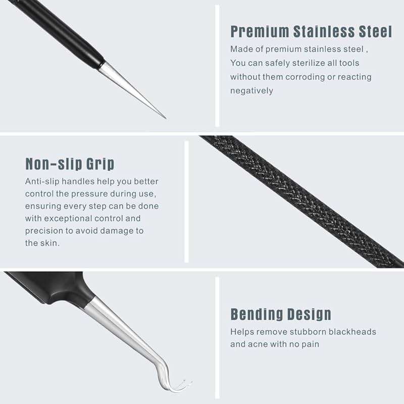Blackhead Remover Pimple Popper Tool Kit - (6 Piece Kit) - Professional Stainless Pimples Comedone Extractor Removal Tool - Image 4