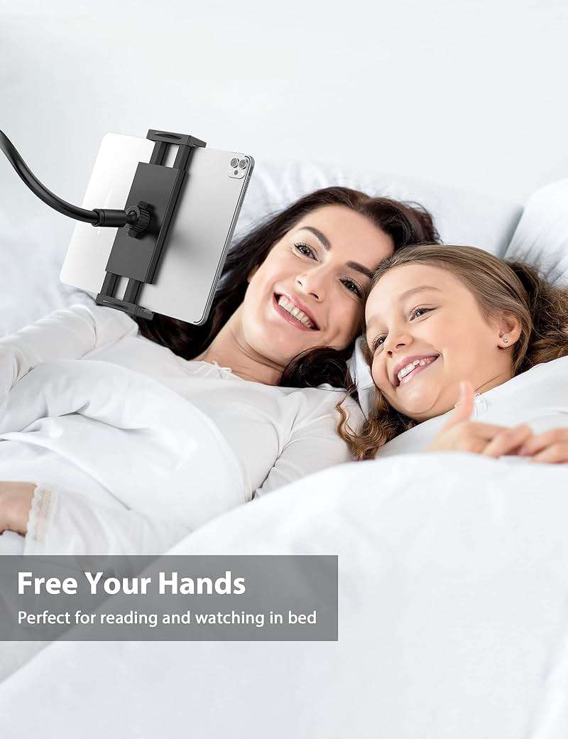 Tablet Stand Holder for Bed, Gooseneck Mount with Adjustable Flexible Arm Compatible with iPad Air Pro Mini, Samsung Tab, Nintendo Switch Kindle Other 4.7"-12.9" Device - Image 7