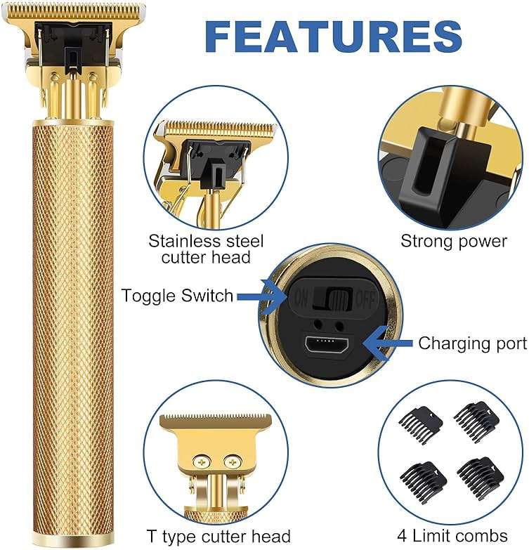 candyfouse Hair Clippers for Men, Rechargeable Beard Trimmer with 4 Limit Combs, Grooming Kit for Barbers Haircut, USB Type-C Charging, Professional Shaver Gifts - Image 2