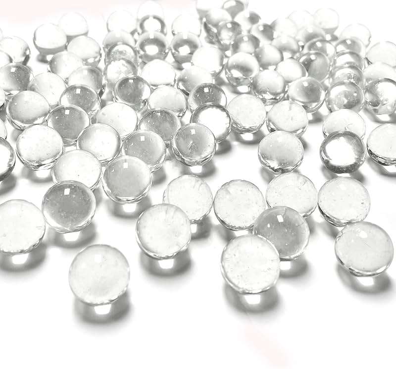 CYS EXCEL Clear Glass Gemstone Vase Filler (1 LB) Aquarium Round Marble Beads Decorative Mosaic Pebbles - Image 1