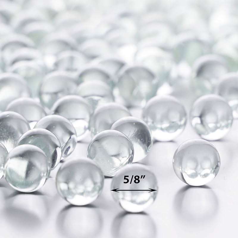 CYS EXCEL Clear Glass Gemstone Vase Filler (1 LB) Aquarium Round Marble Beads Decorative Mosaic Pebbles - Image 3