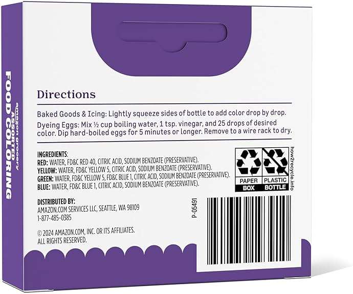Amazon Grocery, Assorted Food Coloring, Contains Red, Blue, Green, Yellow Bottles, 1.2 Fl Oz - Image 2