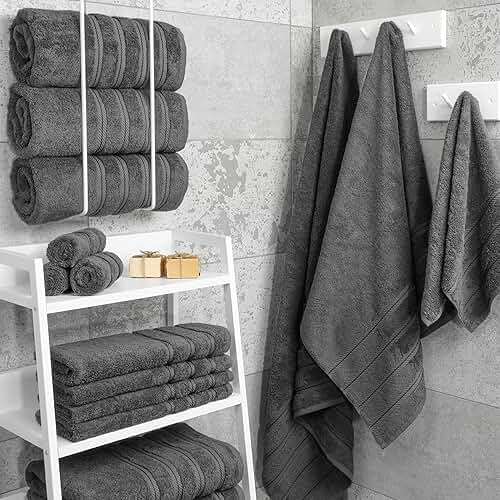 American Soft Linen Luxury 4 Piece Bath Towel Set, 600 GSM 100% Cotton Turkish Bath Towels for Bathroom, 27x54 in Large Bathroom Shower Towels, Dark Gray - Image 2