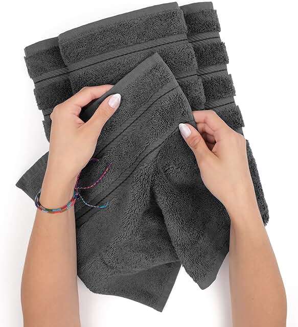 American Soft Linen Luxury 4 Piece Bath Towel Set, 600 GSM 100% Cotton Turkish Bath Towels for Bathroom, 27x54 in Large Bathroom Shower Towels, Dark Gray - Image 6