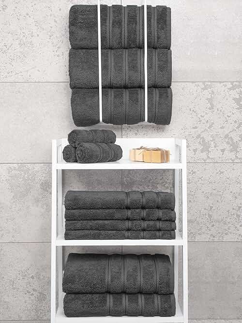 American Soft Linen Luxury 4 Piece Bath Towel Set, 600 GSM 100% Cotton Turkish Bath Towels for Bathroom, 27x54 in Large Bathroom Shower Towels, Dark Gray - Image 8