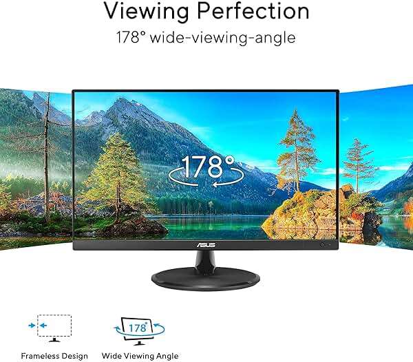 ASUS VP229Q 21.5” Monitor, 1080P Full HD, 75Hz, IPS, FreeSync/Adaptive-Sync, Eye Care, HDMI DisplayPort VGA, Frameless, VESA Wall Mountable Black - Image 2