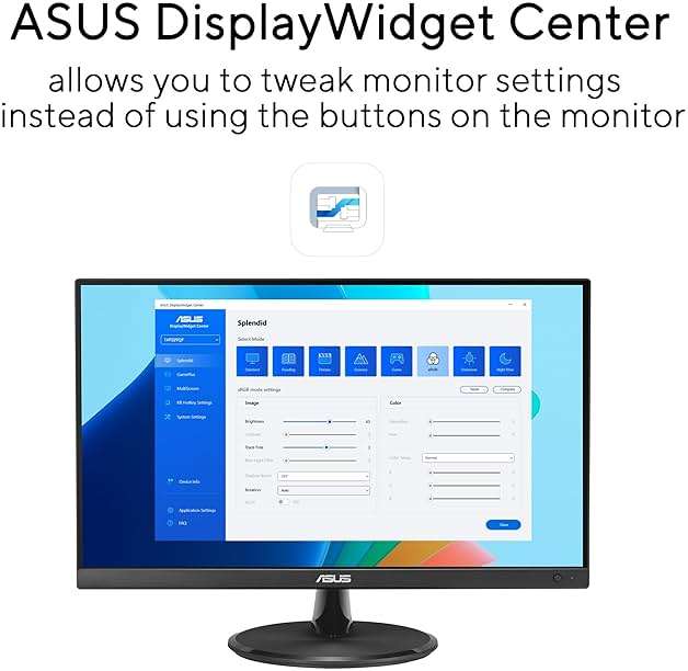 ASUS VP229Q 21.5” Monitor, 1080P Full HD, 75Hz, IPS, FreeSync/Adaptive-Sync, Eye Care, HDMI DisplayPort VGA, Frameless, VESA Wall Mountable Black - Image 7