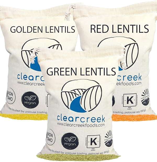 Red Lentils | Green Lentils | Golden Lentils | 12 LBS Total | Non-GMO | 100% Non Irradiated | Kosher | USA Grown | Vegan - Image 1