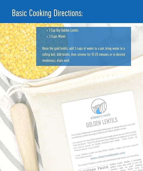 Red Lentils | Green Lentils | Golden Lentils | 12 LBS Total | Non-GMO | 100% Non Irradiated | Kosher | USA Grown | Vegan - Image 5