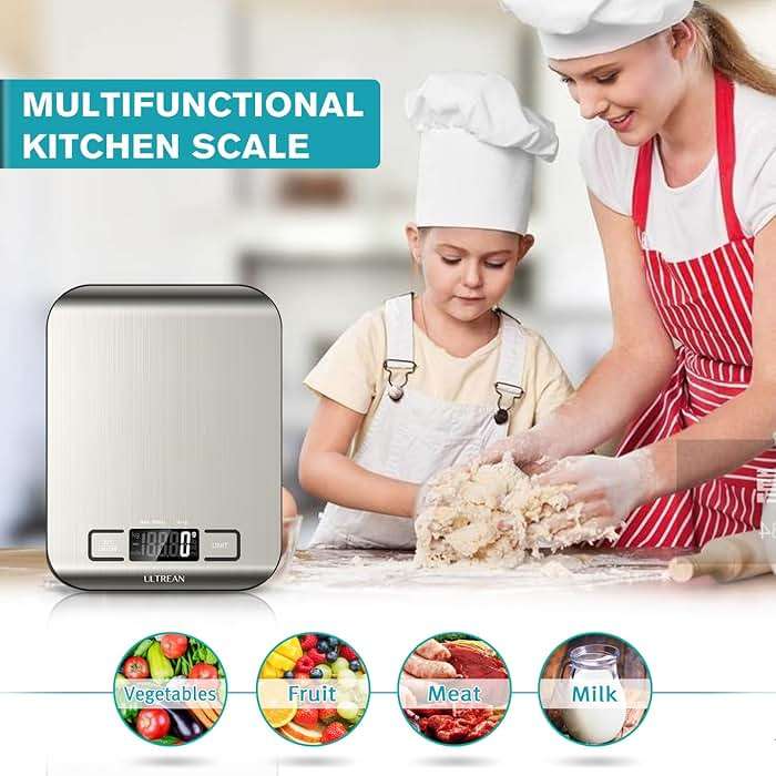 Ultrean Food Scale, Digital Kitchen Scale with LCD Display, Weight Grams and Ounces for Baking Cooking and Meal Prep, 6 Units with Tare Function, 304 Stainless Steel, 11lb (Batteries Included) - Image 6