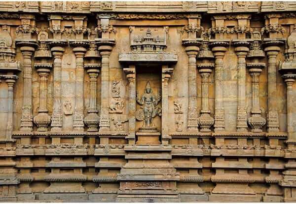 AOFOTO 10X7FT Hindu Temple Carved Walls Backdrop Thanjavur Ancient Old Brihadishvara Temple Columns Carved Idols on Wall Background for Photography Travel Photo Studio Props Vinyl - Image 4