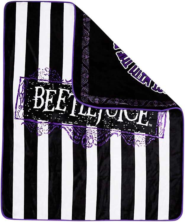 Spirit Halloween Reversible Beetlejuice Fleece Blanket - Image 5