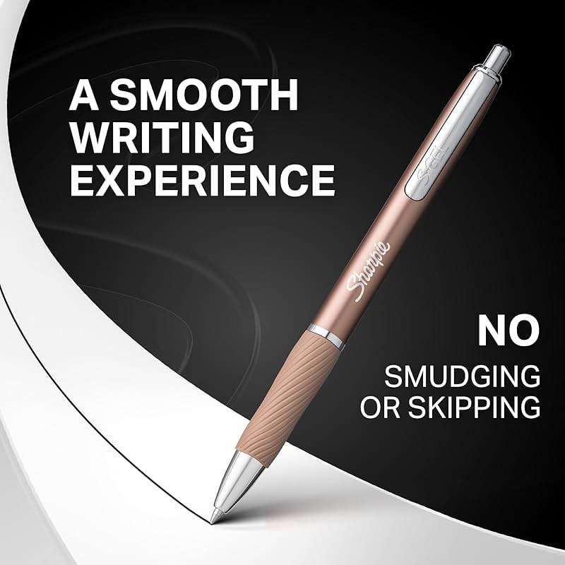 Sharpie S-Gel, Gel Ink Pens, Medium Point (0.7mm), Sleek Metal Barrel, Champagne, Black Ink, 4 Count - Drawing, Journaling, Writing, School, Teacher Supplies - Image 5