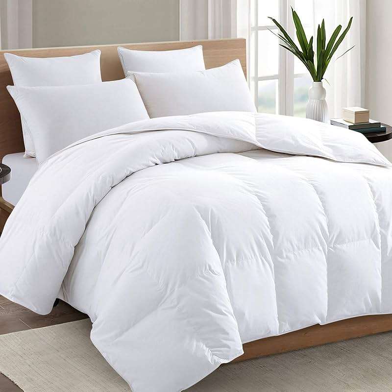TEXARTIST Premium 2100 Series Queen Comforter All Season Breathable White Comforter Soft 4D Spiral Fiber Lightweight Quilted Down Alternative Duvet Insert with Corner Tabs Hotel Summer Style (88"x88") - Image 1