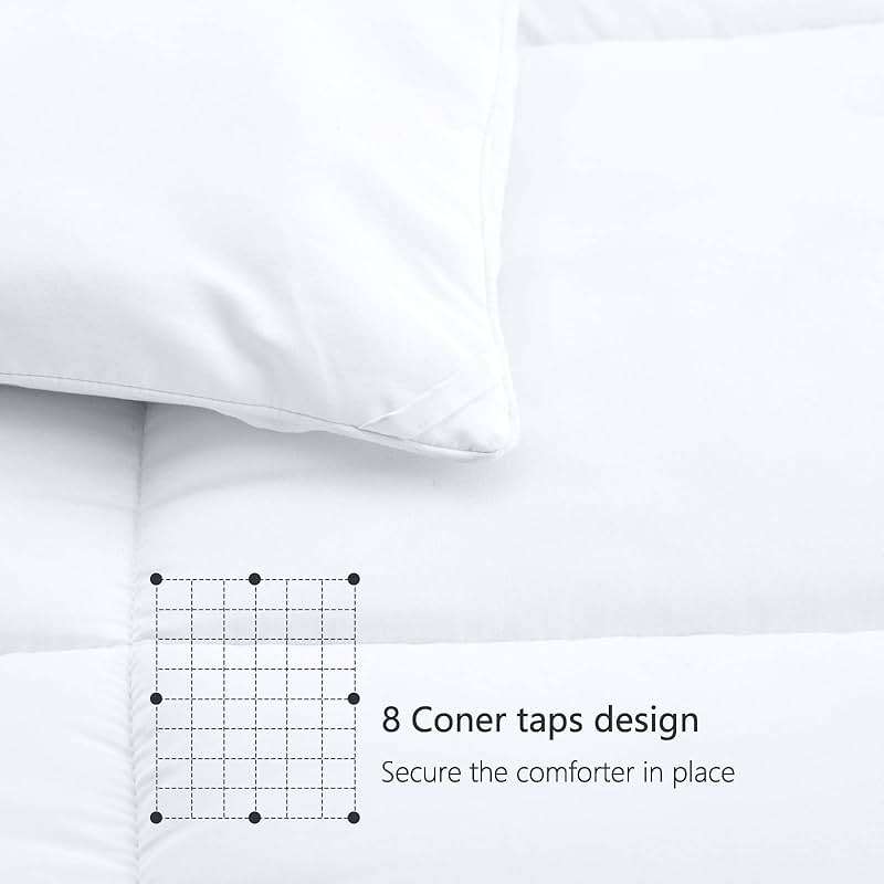 TEXARTIST Premium 2100 Series Queen Comforter All Season Breathable White Comforter Soft 4D Spiral Fiber Lightweight Quilted Down Alternative Duvet Insert with Corner Tabs Hotel Summer Style (88"x88") - Image 7