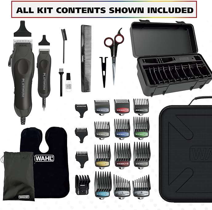 Wahl USA Pro Series Platinum Corded Clipper & Corded Trimmer for Home Haircutting with Color Coded Guide Combs – Model 79804-100 - Image 2