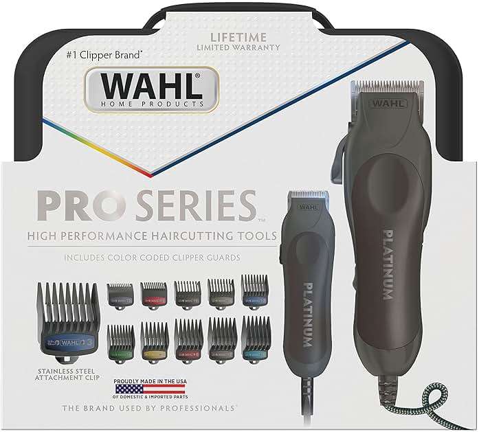 Wahl USA Pro Series Platinum Corded Clipper & Corded Trimmer for Home Haircutting with Color Coded Guide Combs – Model 79804-100 - Image 11