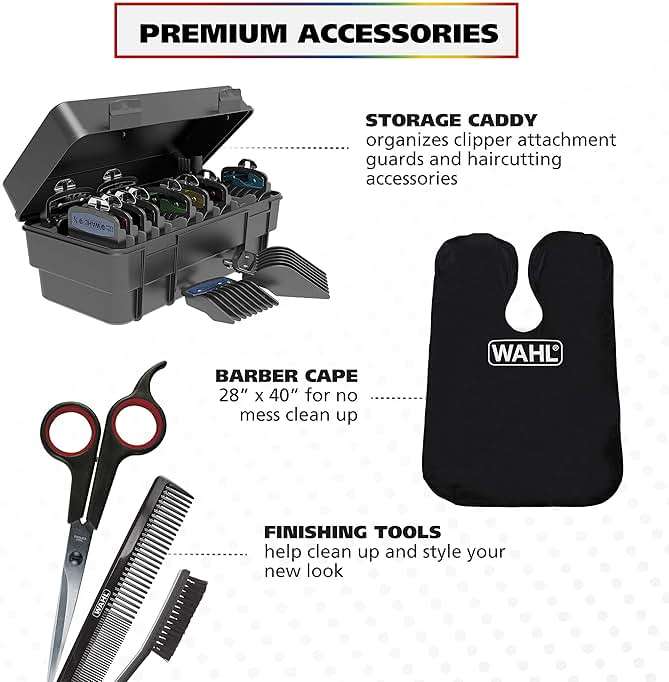 Wahl USA Pro Series Platinum Corded Clipper & Corded Trimmer for Home Haircutting with Color Coded Guide Combs – Model 79804-100 - Image 10