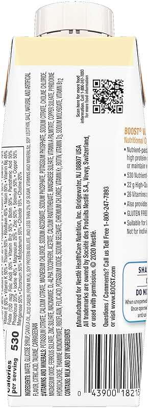 Boost Very High Calorie Nutritional Drink, High Protein Nutrition Shake, Ready to Drink Nutrition Beverage, Balanced Nutritional Drink, Meal Replacement Shake, Very Vanilla, 8 Fluid Ounce (Pack of 12) - Image 2