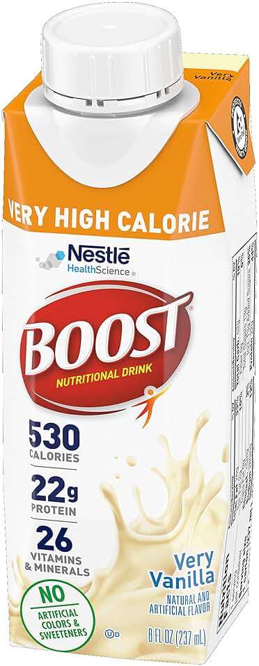 Boost Very High Calorie Nutritional Drink, High Protein Nutrition Shake, Ready to Drink Nutrition Beverage, Balanced Nutritional Drink, Meal Replacement Shake, Very Vanilla, 8 Fluid Ounce (Pack of 12) - Image 5
